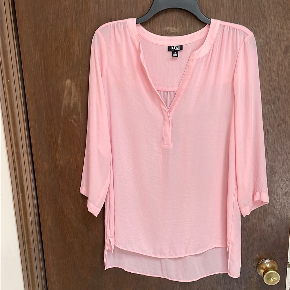 A.N.A Women's Pink Blouse with coordinating tank 22 inches pit to pit